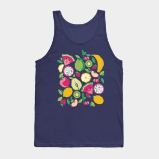 Paper cut geo fruits // print // blue Tank Top